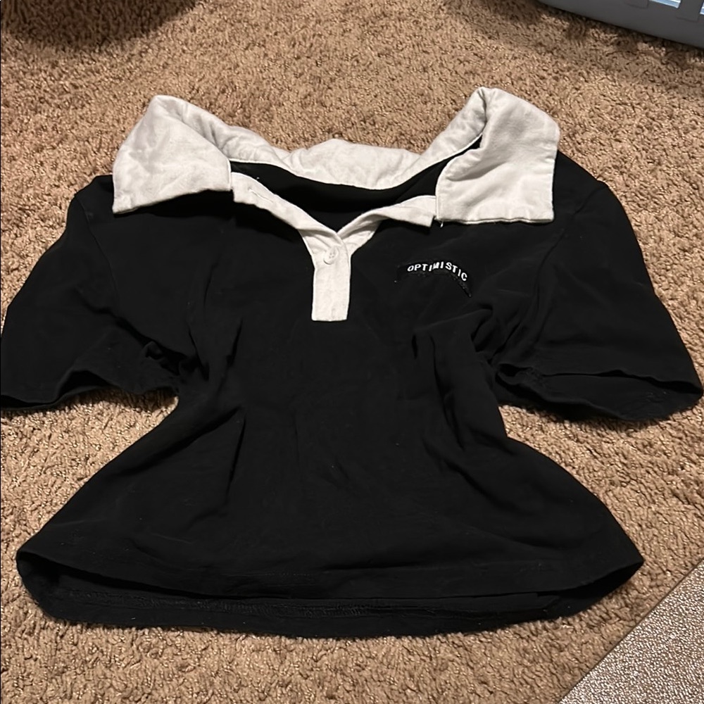 Optimistic Black and White Polo Shirt